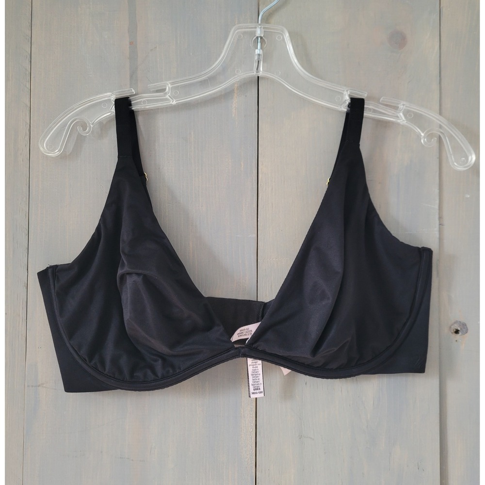 Victoria's Secret Incredible Plunge Bra Women 38DD Black Unlined Underwire